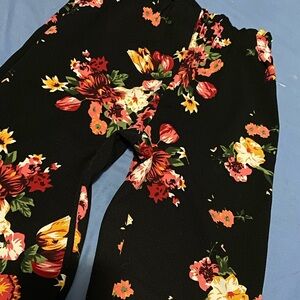 SHEIN Black Floral Wide Leg Pants